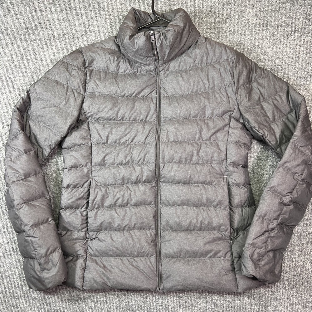 Uniqlo Jacket Women Medium Gray Ultra Light Down Puffer Full Zip Packable Travel